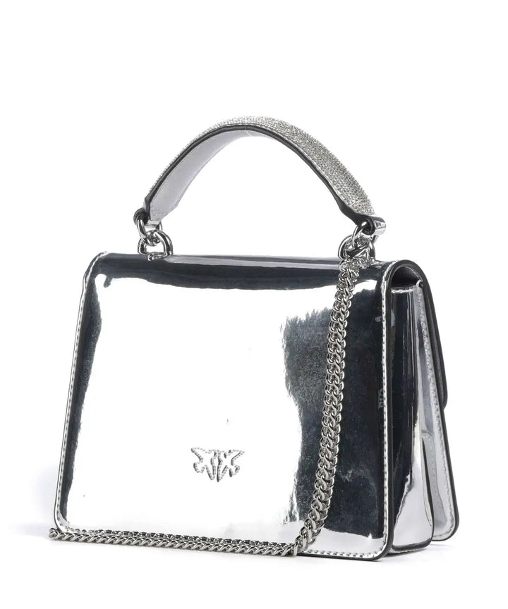 PINKO - Pinko Love Bag One Top Handle Metallic Silver - بينكو - حقيبة بينكو لوف وان بمقبض علوي فضي ميتاليك