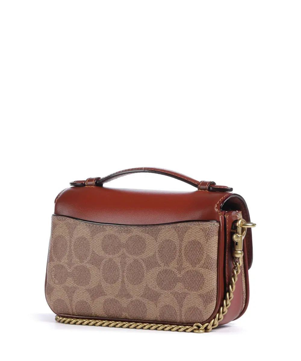 Coach - Coach Signature Canvas and Leather Mini Shoulder Bag with Turnlock - كوتش - حقيبة كتف صغيرة من قماش كوتش المميز والجلد بقفل دوار