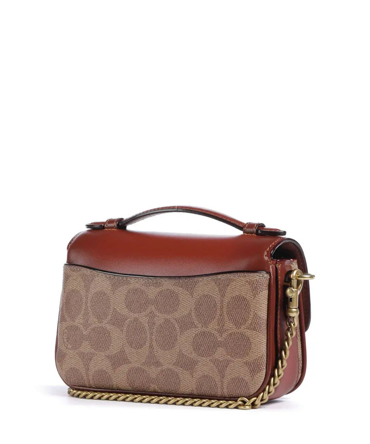 Coach - Coach Signature Canvas and Leather Mini Shoulder Bag with Turnlock - كوتش - حقيبة كتف صغيرة من قماش كوتش المميز والجلد بقفل دوار
