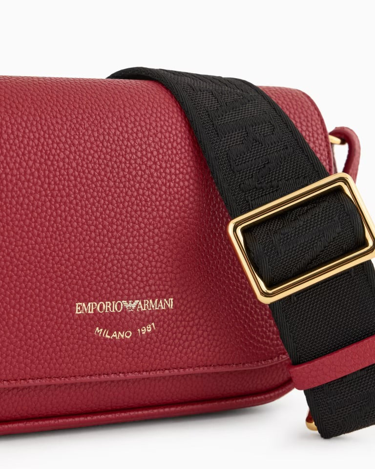 Emporio Armani - Deer-print mini Crossbody Bag in Burgundy- امبوريو ارماني - حقيبة كروس صغيرة باللون الأحمر الخمري