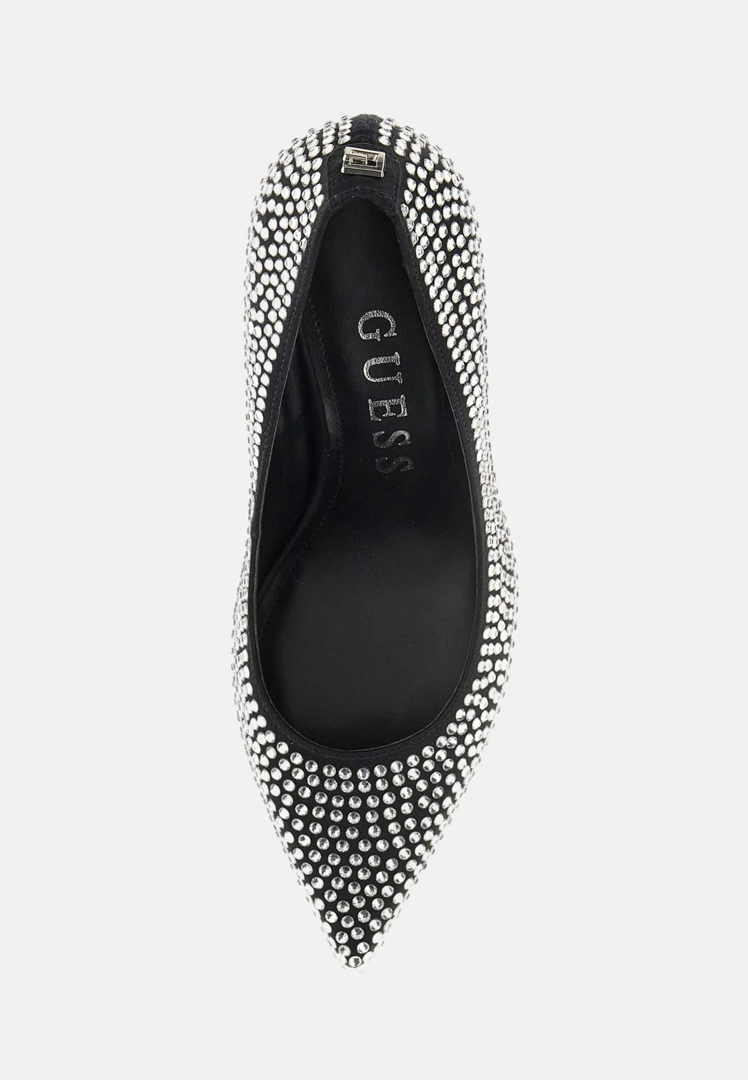 Guess - Black Rhinestone Embellished Pointed Toe Stiletto Pumps - جيس - حذاء كعب عالي مدبب مزين بأحجار الراين السوداء