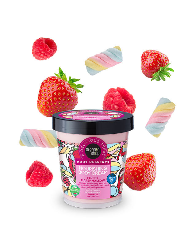 Organic Shop Body Desserts كريم الجسم المغذي بنكهة المارشميلو
