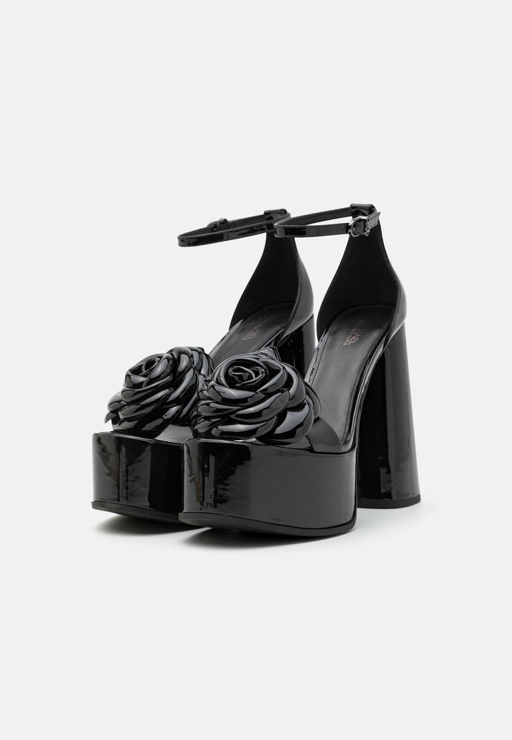 Michael Kors - Rosa Patent Leather Platform Block Heel Sandal - مايكل كورس - صندل روزا بكعب سميك ومنصة من الجلد اللامع