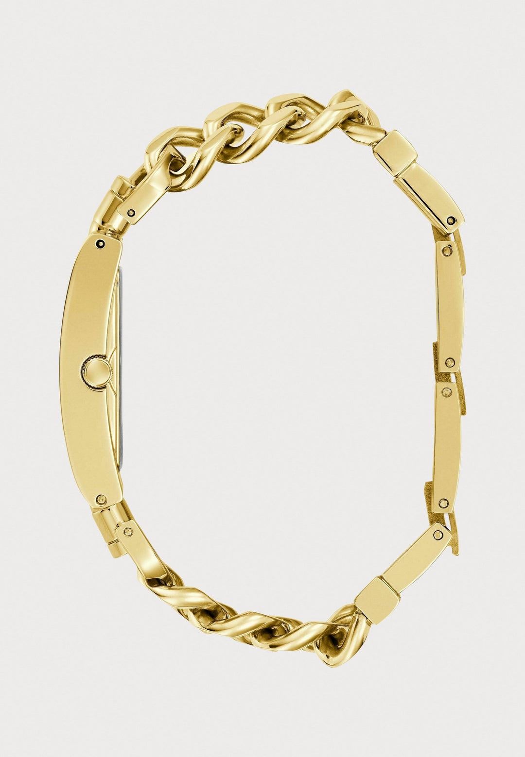 GUESS - Guess Gold-Tone Square Watch with Green Dial and Chain Bracelet - جيس - ساعة جيس مربعة ذهبية اللون مع مينا أخضر وسوار سلسلة