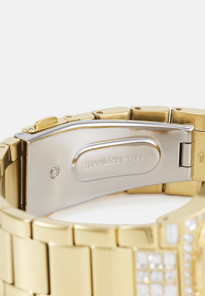 GUESS - Gold-Toned Multifunction Watch with Crystals - جيس - ساعة متعددة الوظائف بلون ذهبي مع كريستالات