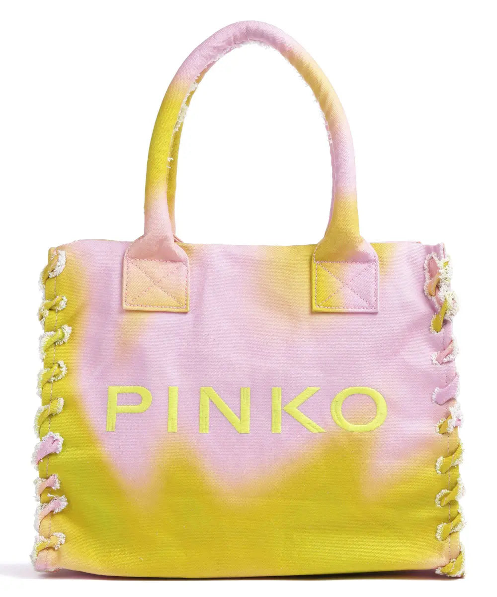 PINKO BEACH RICICLATO STAMPATO Tote bag lime/rosa/dark
