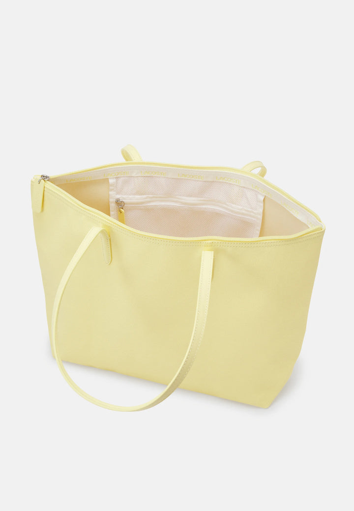 Lacoste - Lacoste Women's L.12.12 Concept Pale Yellow Zip Tote Bag - لاكوست - حقيبة لاكوست النسائية L.12.12 كونسبت توت بسحاب أصفر باهت