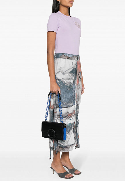 Just Cavalli - Just Cavalli Women's Black Shoulder Bag with Logo and Tassel - جست كافالي - حقيبة كتف نسائية سوداء بشعار وشرابة