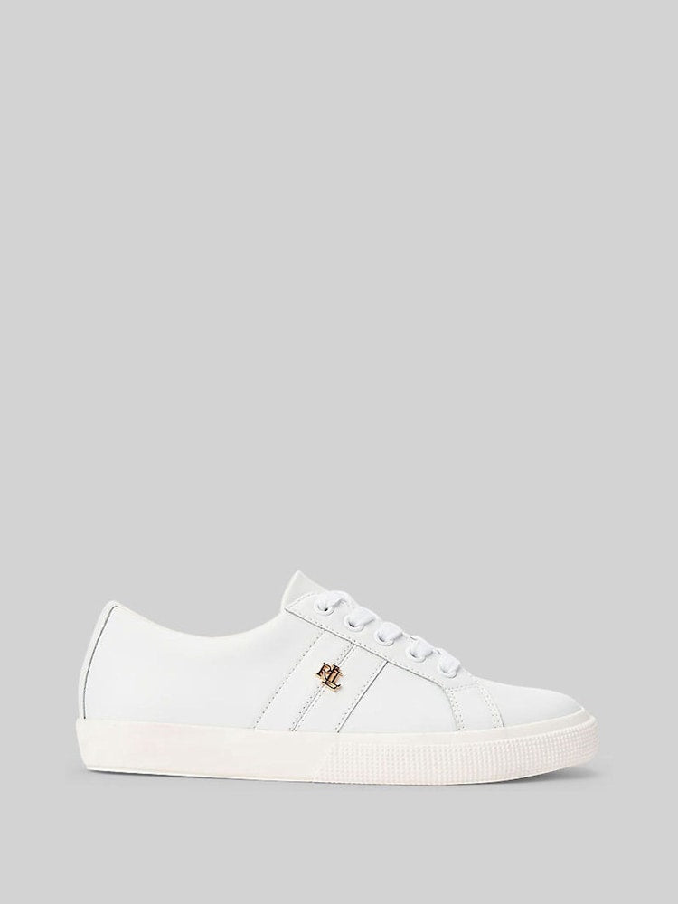 Lauren Ralph Lauren - Lauren Ralph Lauren Women's White Leather Low-Top Sneakers - لورين رالف لورين - حذاء رياضي نسائي أبيض من الجلد برقبة منخفضة