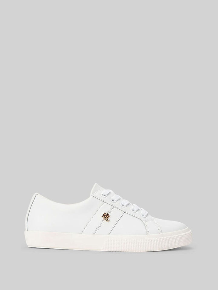 Lauren Ralph Lauren - Lauren Ralph Lauren Women's White Leather Low-Top Sneakers - لورين رالف لورين - حذاء رياضي نسائي أبيض من الجلد برقبة منخفضة