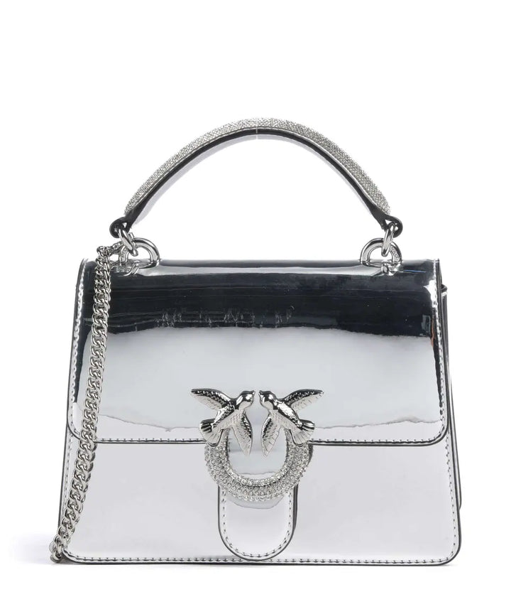 PINKO - Pinko Love Bag One Top Handle Metallic Silver - بينكو - حقيبة بينكو لوف وان بمقبض علوي فضي ميتاليك