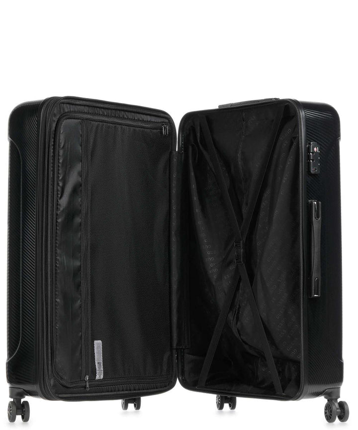 Guess - Black Carbon Fiber Pattern Hardcase Spinner Luggage - جيس - حقيبة سفر جيس صلبة دوارة بنمط ألياف الكربون الأسود