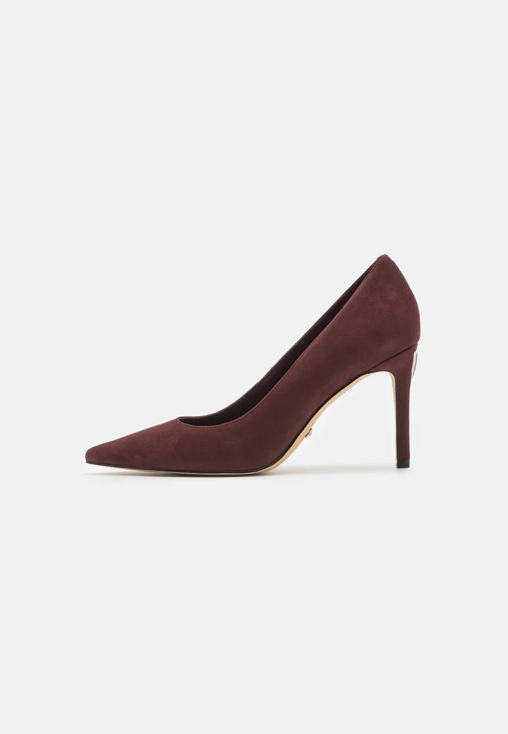 Guess - Women's Burgundy Suede Pointed Toe Pumps - جيس - حذاء نسائي بكعب مدبب من الشمواه العنابي
