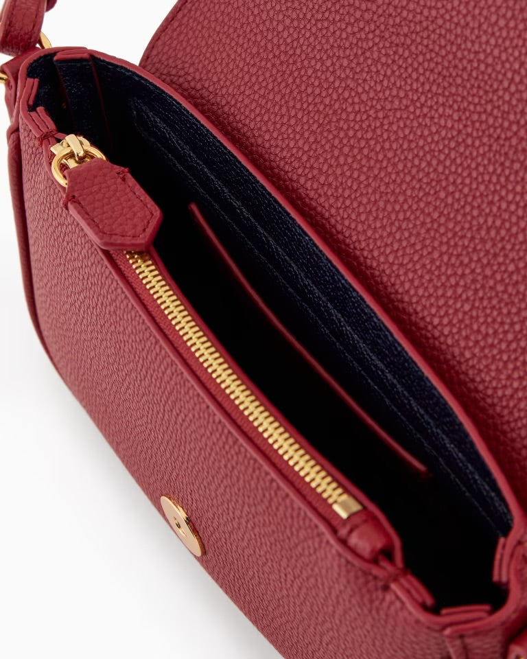 Emporio Armani - Deer-print mini Crossbody Bag in Burgundy- امبوريو ارماني - حقيبة كروس صغيرة باللون الأحمر الخمري