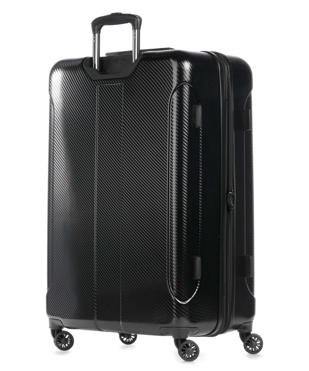 Guess - Black Carbon Fiber Pattern Hardcase Spinner Luggage - جيس - حقيبة سفر جيس صلبة دوارة بنمط ألياف الكربون الأسود