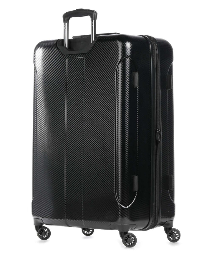 Guess - Black Carbon Fiber Pattern Hardcase Spinner Luggage - جيس - حقيبة سفر جيس صلبة دوارة بنمط ألياف الكربون الأسود