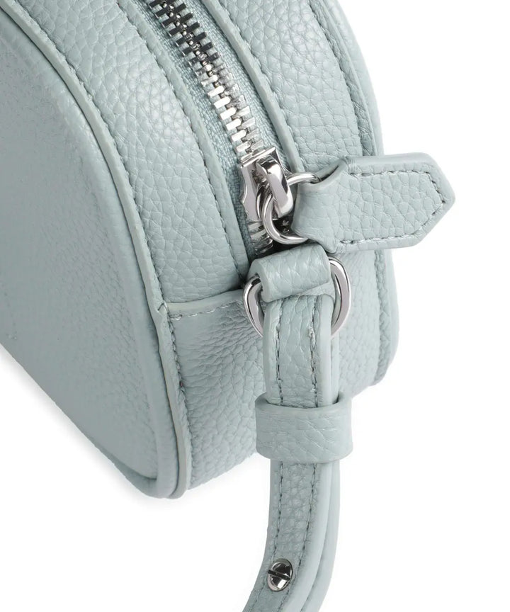 Emporio Armani - Pebbled Leather Camera Bag in Light Blue with Logo Strap - إمبوريو أرماني - حقيبة كاميرا من الجلد المحبب بلون الأزرق الفاتح مع حزام للشعار