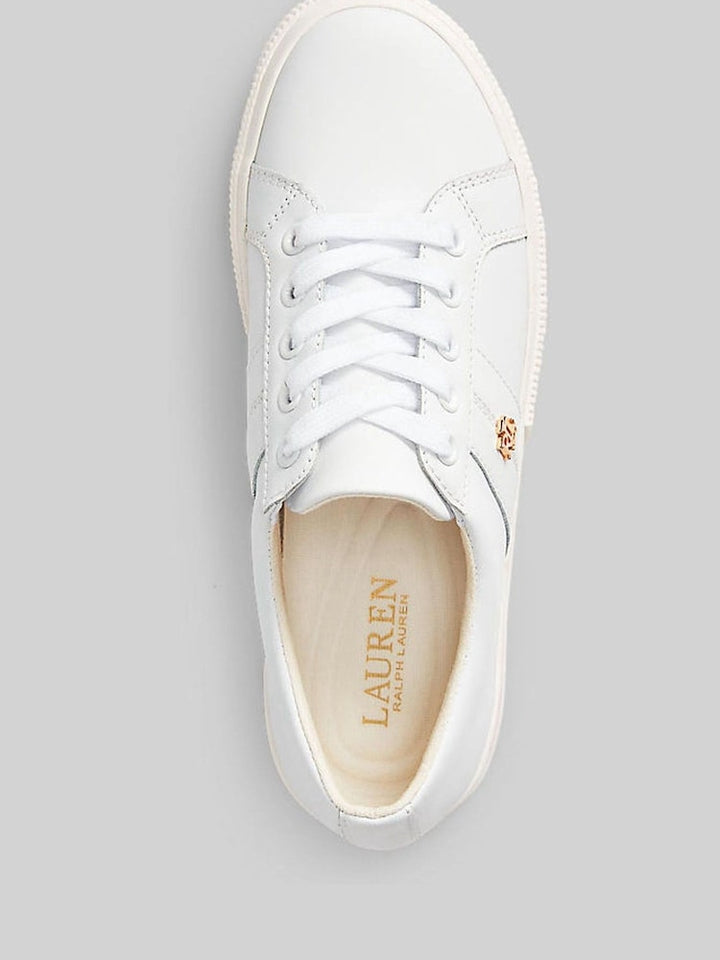 Lauren Ralph Lauren - Lauren Ralph Lauren Women's White Leather Low-Top Sneakers - لورين رالف لورين - حذاء رياضي نسائي أبيض من الجلد برقبة منخفضة