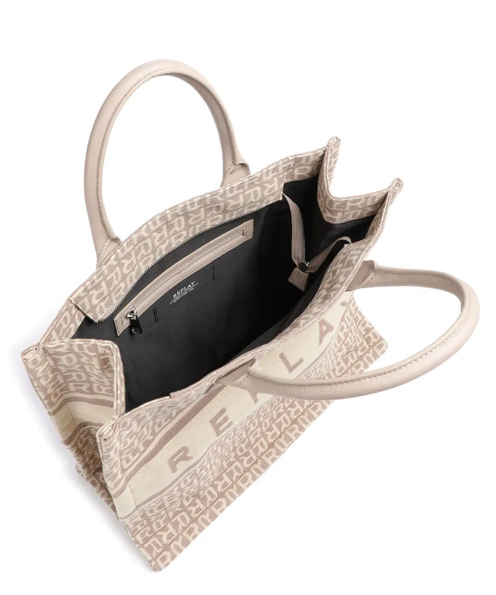 Replay - Replay Monogram Jacquard Tote Bag - ريبلاي - حقيبة توت جاكار بنقشة مونوغرام ريبلاي