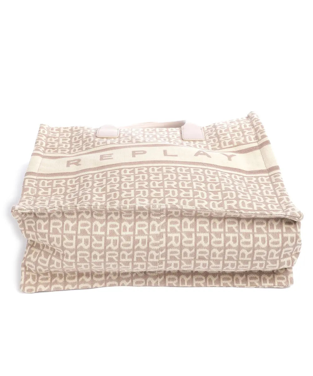Replay - Replay Monogram Jacquard Tote Bag - ريبلاي - حقيبة توت جاكار بنقشة مونوغرام ريبلاي