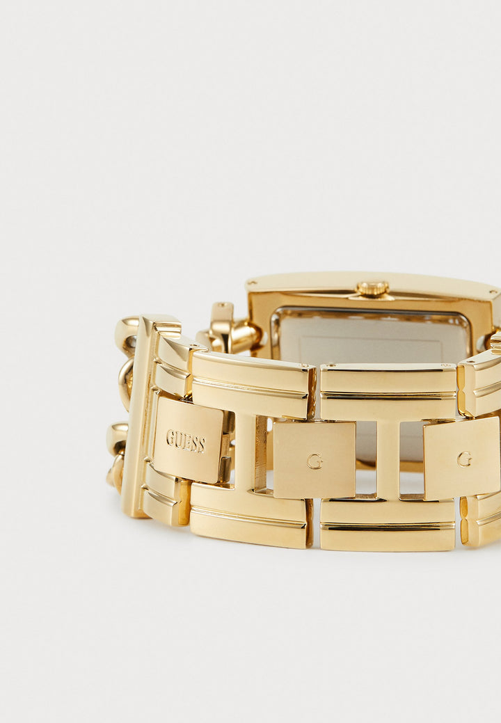 GUESS - Guess Gold-Tone Square Watch with Green Dial and Chain Bracelet - جيس - ساعة جيس مربعة ذهبية اللون مع مينا أخضر وسوار سلسلة