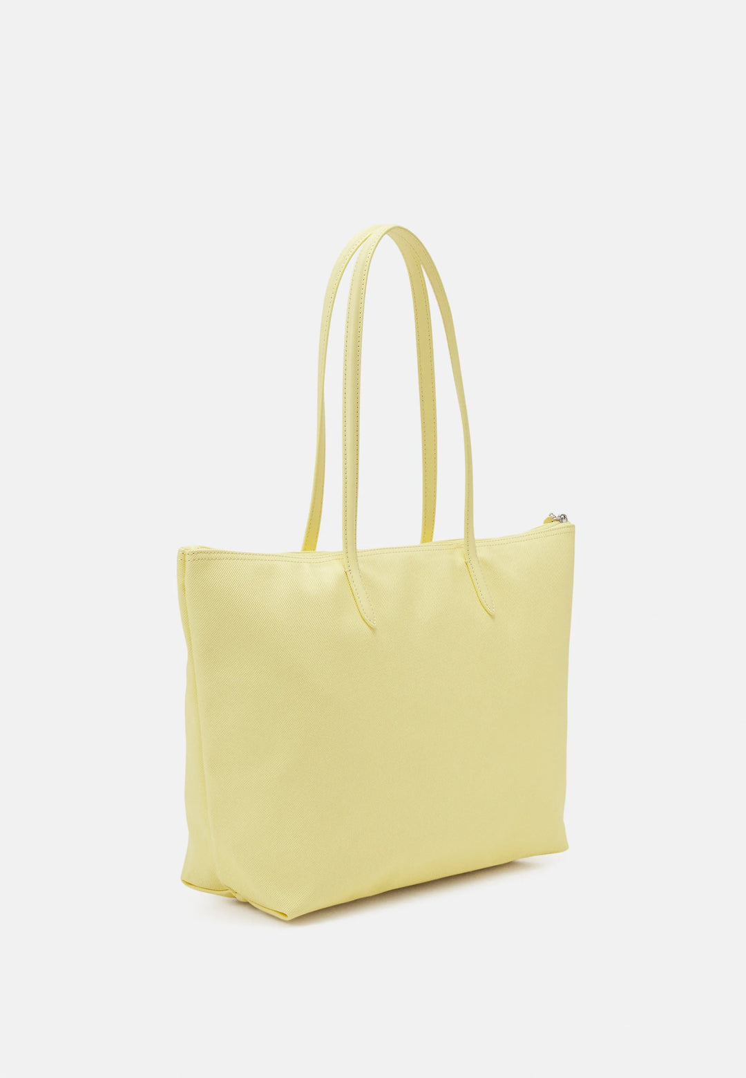 Lacoste - Lacoste Women's L.12.12 Concept Pale Yellow Zip Tote Bag - لاكوست - حقيبة لاكوست النسائية L.12.12 كونسبت توت بسحاب أصفر باهت