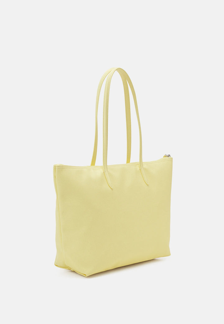 Lacoste - Lacoste Women's L.12.12 Concept Pale Yellow Zip Tote Bag - لاكوست - حقيبة لاكوست النسائية L.12.12 كونسبت توت بسحاب أصفر باهت