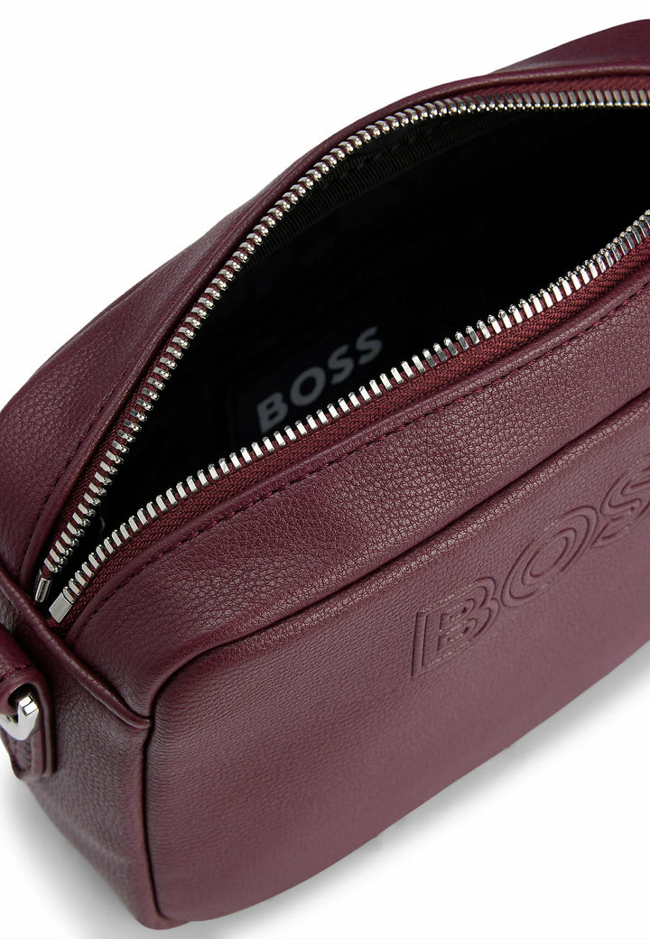 BOSS - BOSS Addison Crossbody Bag with Detachable Coin Purse in Burgundy - بوس - حقيبة كروس بودي أديسون من بوس مع محفظة عملات قابلة للفصل باللون العنابي