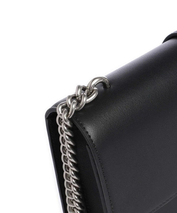 PINKO - Classic Love Bag Icon Simply in Black Leather - بينكو - حقيبة كلاسيك لوف آيكون سيمبلي من الجلد الأسود