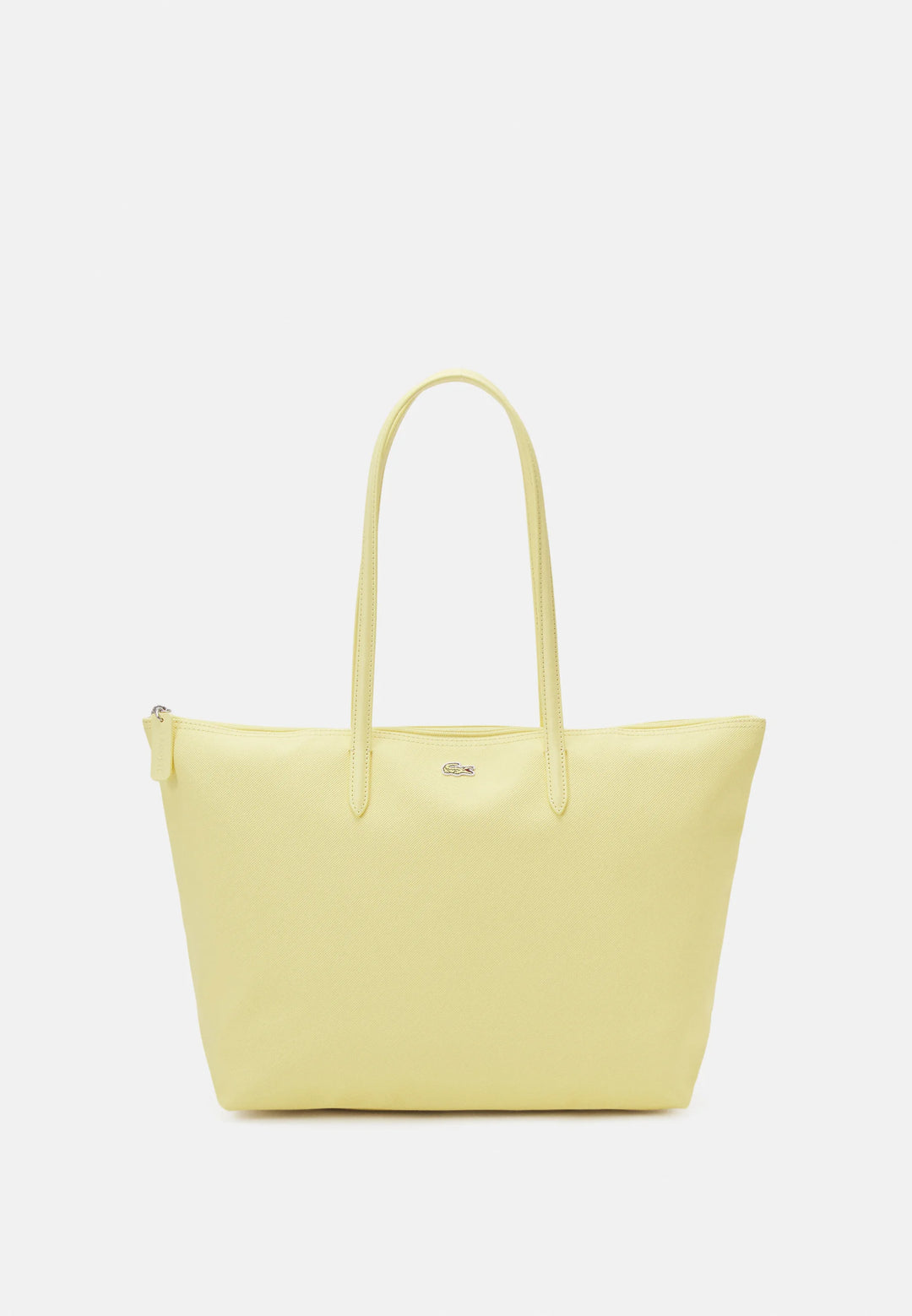 Lacoste - Lacoste Women's L.12.12 Concept Pale Yellow Zip Tote Bag - لاكوست - حقيبة لاكوست النسائية L.12.12 كونسبت توت بسحاب أصفر باهت