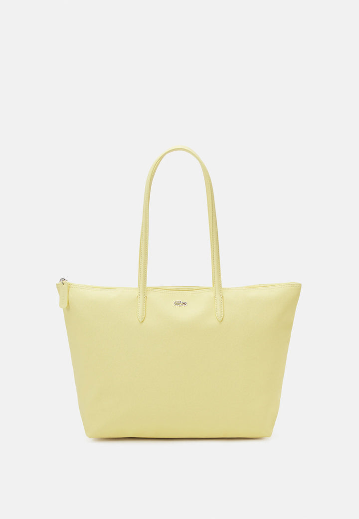 Lacoste - Lacoste Women's L.12.12 Concept Pale Yellow Zip Tote Bag - لاكوست - حقيبة لاكوست النسائية L.12.12 كونسبت توت بسحاب أصفر باهت
