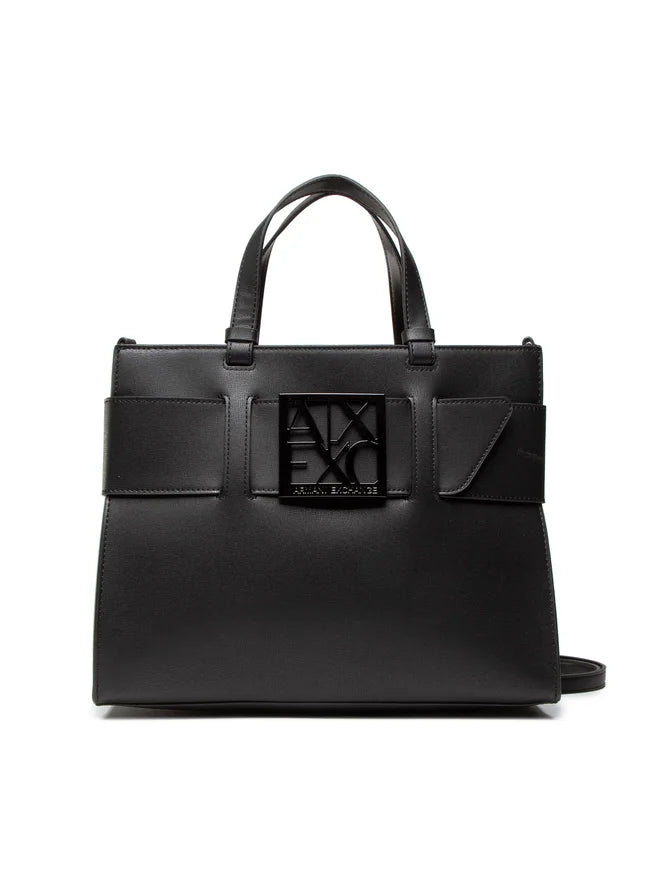 Armani Exchange - Armani Exchange A|X Logo Plaque Tote Bag - أرماني إكستشينج - حقيبة توت أرماني إكستشينج A|X بلوحة الشعار