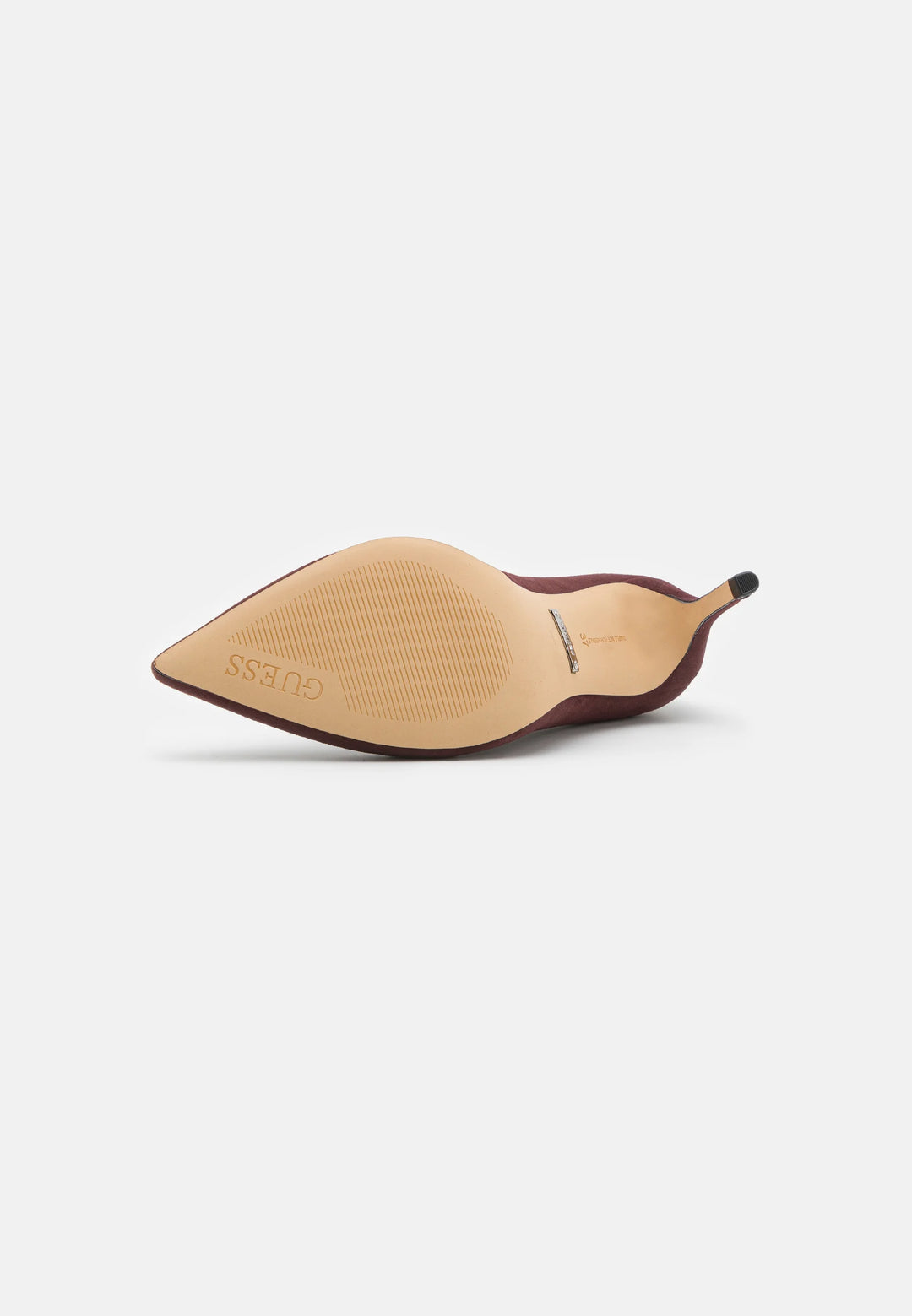 Guess - Women's Burgundy Suede Pointed Toe Pumps - جيس - حذاء نسائي بكعب مدبب من الشمواه العنابي