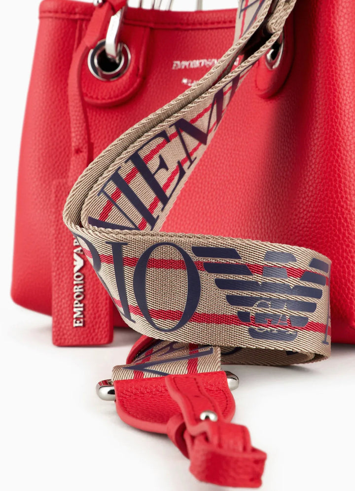 Emporio Armani Small MyEA shopper red bag with deer print - إمبوريو أرماني حقيبة تسوق MyEA صغيرة حمراء بطبعة الغزال