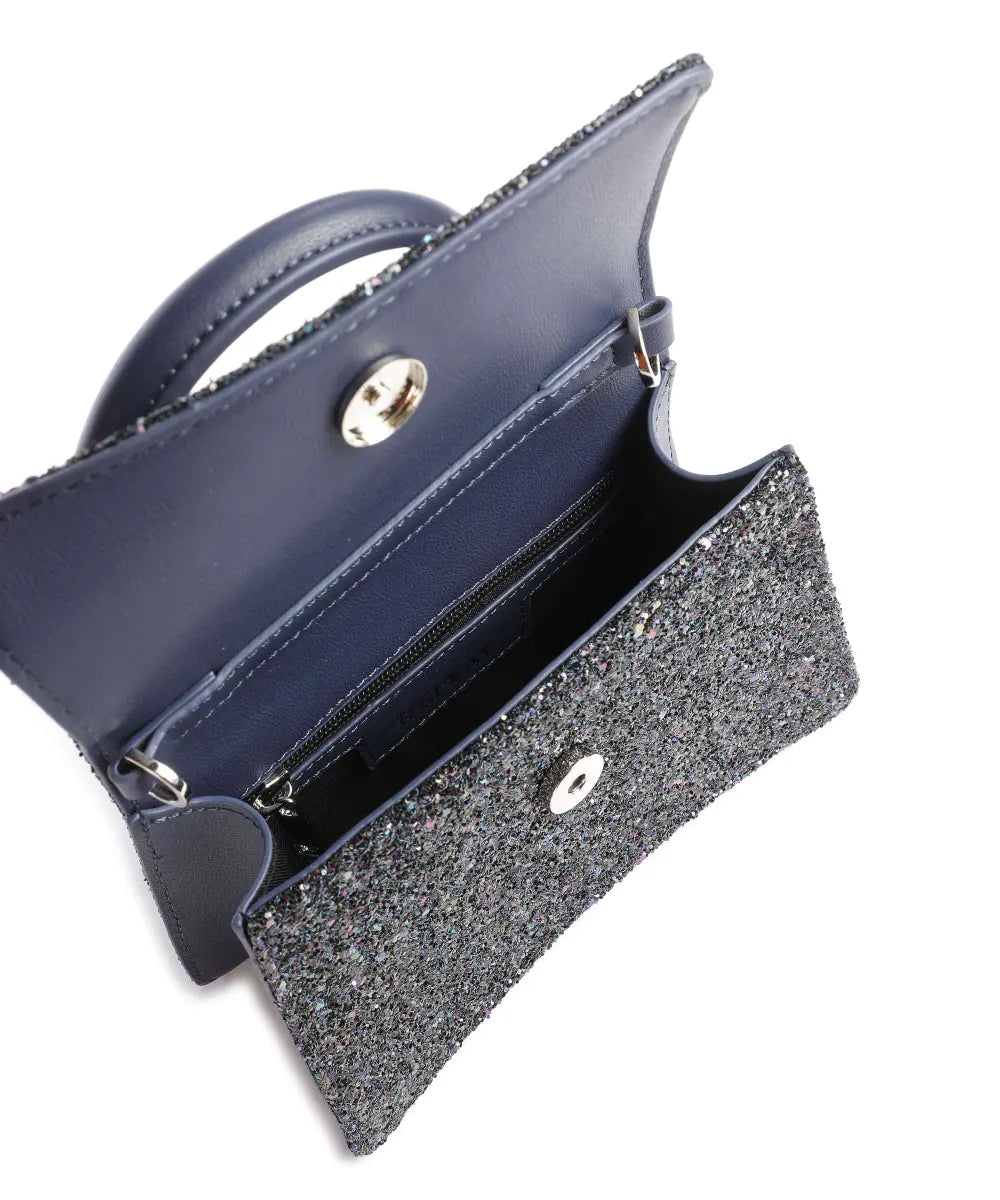 Replay Glitter Mini Top Handle Crossbody Bag Dark Blue - ريبليه حقيبة كروس بودي ميني لامعة  أزرق داكن