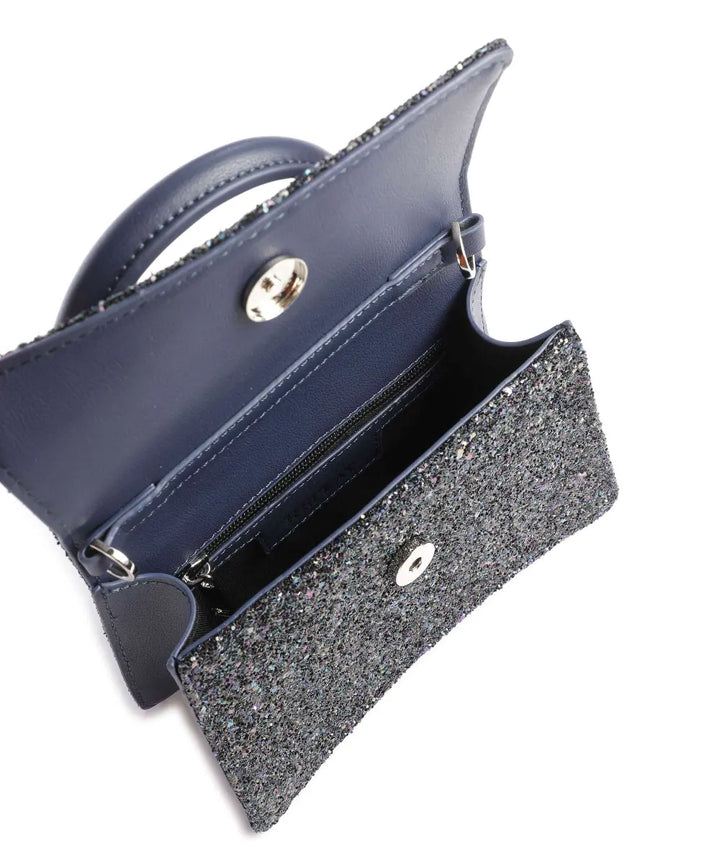 Replay Glitter Mini Top Handle Crossbody Bag Dark Blue - ريبليه حقيبة كروس بودي ميني لامعة  أزرق داكن
