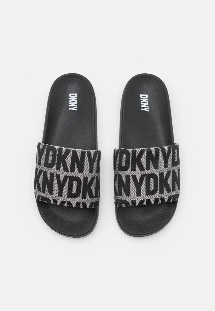 Zella Mono Flat Slide Black | DKNY | صندل زيلا مونو فلات سلايد أسود من ديكني