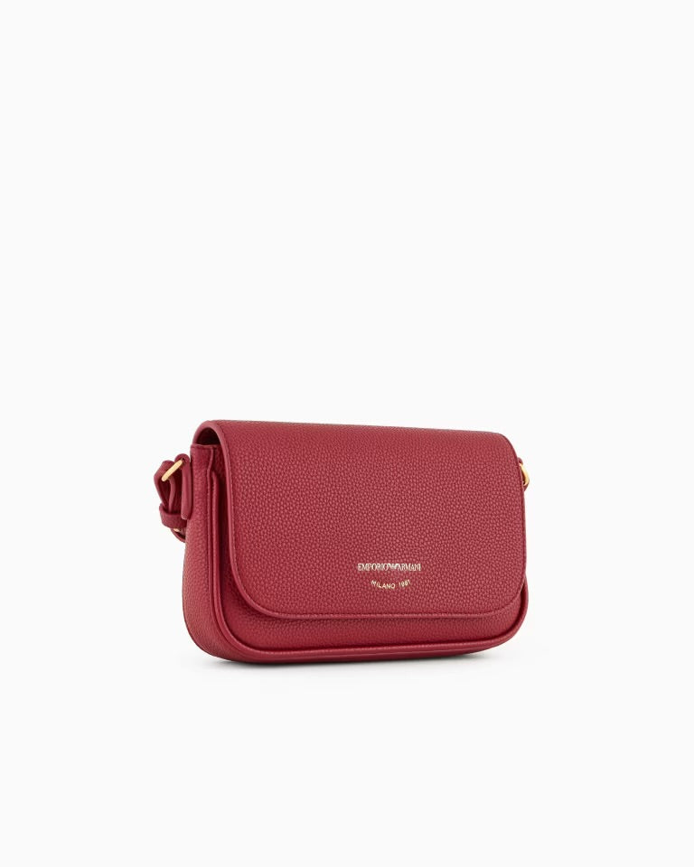 Emporio Armani - Deer-print mini Crossbody Bag in Burgundy- امبوريو ارماني - حقيبة كروس صغيرة باللون الأحمر الخمري
