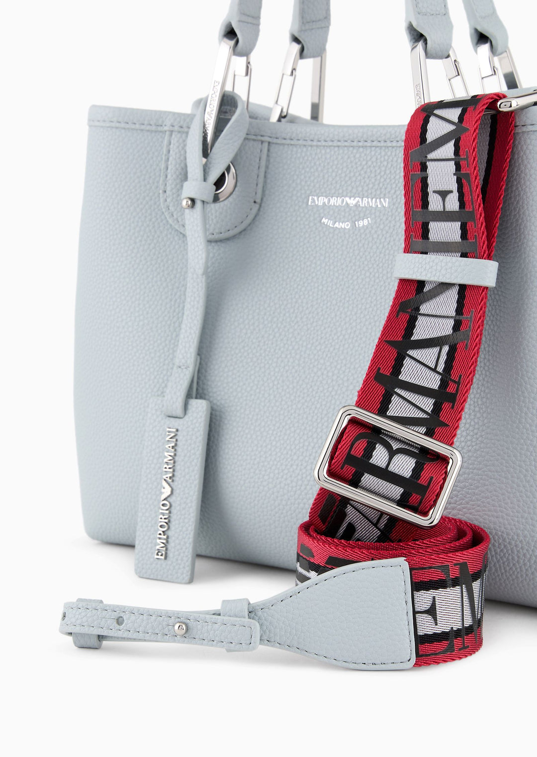 Emporio Armani - Small MyEA shopper bag with deer print in Grey - إمبوريو أرماني - حقيبة تسوق ماي إي إيه صغيرة بطبعة الغزال باللون الرمادي