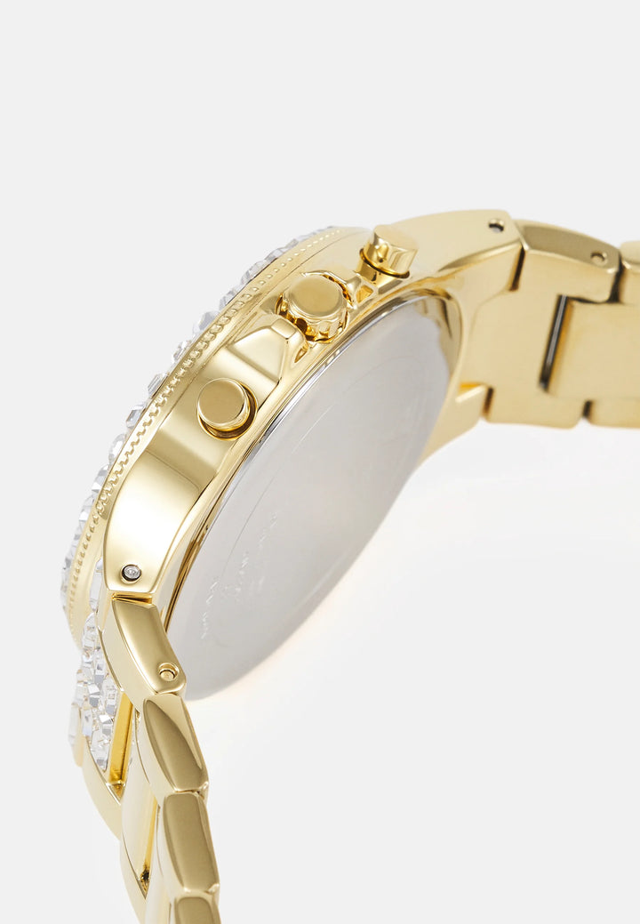 GUESS - Gold-Toned Multifunction Watch with Crystals - جيس - ساعة متعددة الوظائف بلون ذهبي مع كريستالات