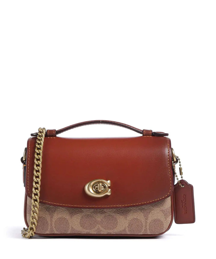 Coach - Coach Signature Canvas and Leather Mini Shoulder Bag with Turnlock - كوتش - حقيبة كتف صغيرة من قماش كوتش المميز والجلد بقفل دوار
