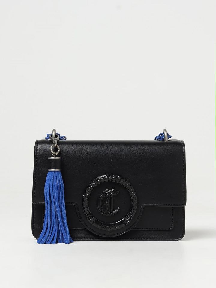 Just Cavalli - Just Cavalli Women's Black Shoulder Bag with Logo and Tassel - جست كافالي - حقيبة كتف نسائية سوداء بشعار وشرابة