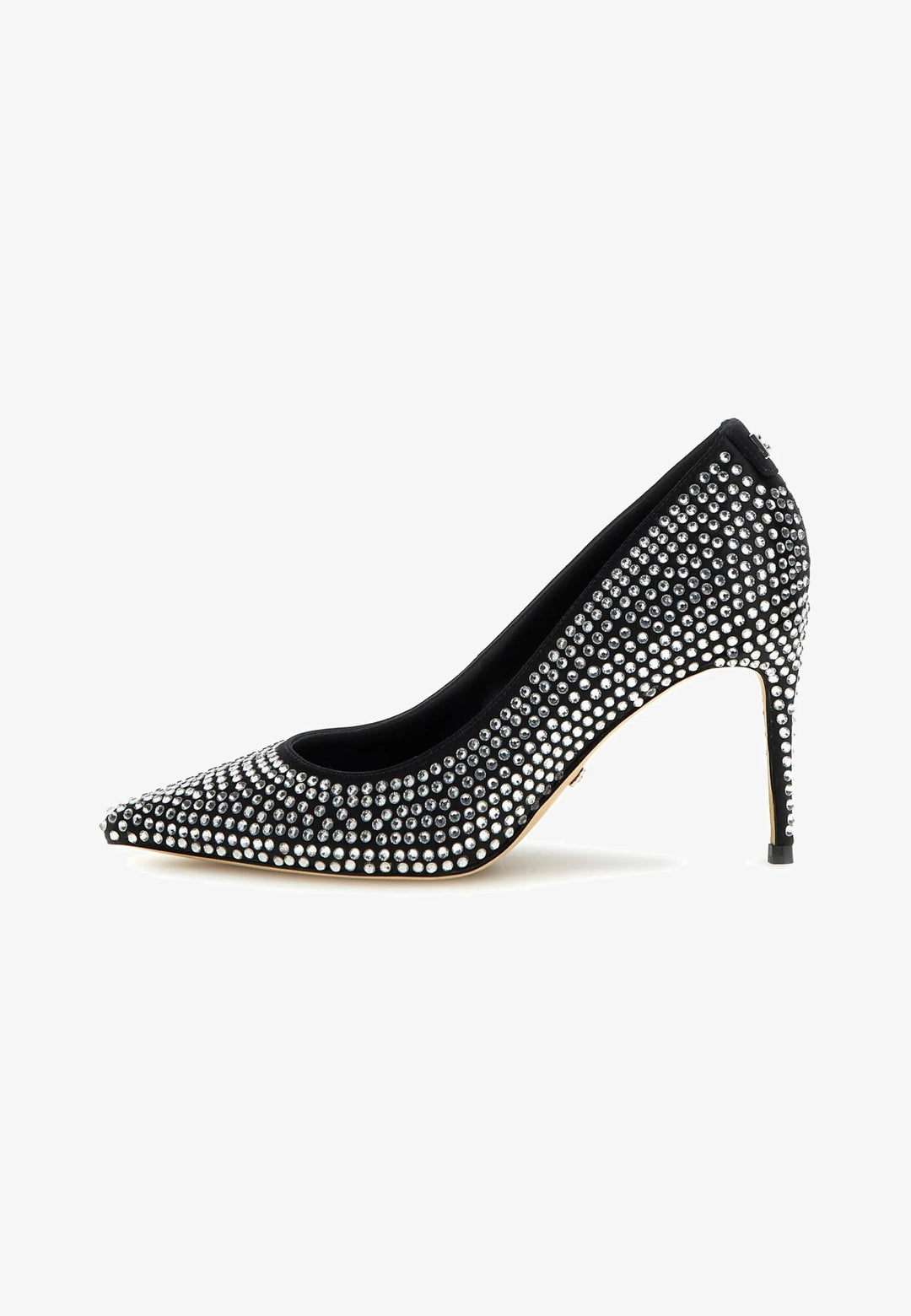 Guess - Black Rhinestone Embellished Pointed Toe Stiletto Pumps - جيس - حذاء كعب عالي مدبب مزين بأحجار الراين السوداء