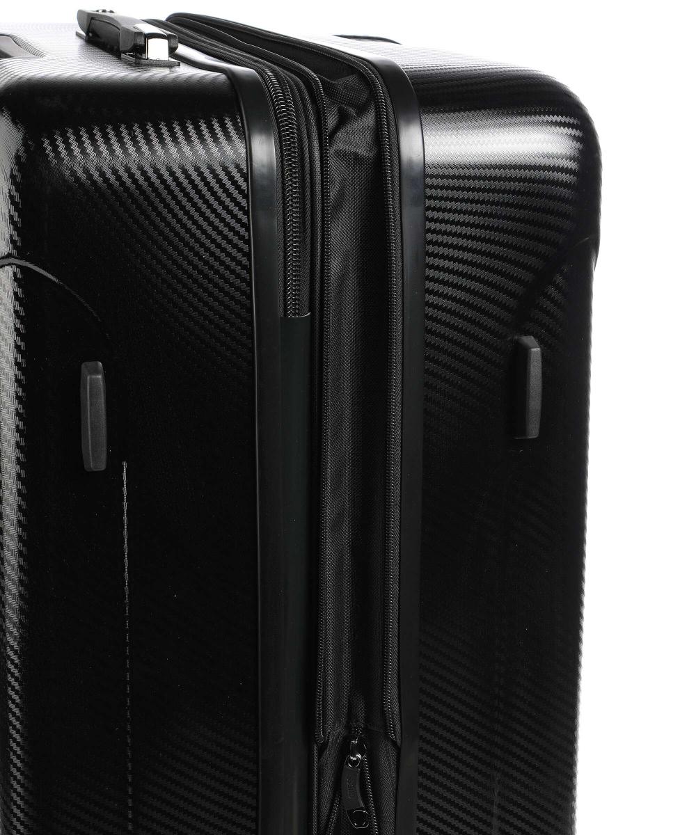 Guess - Black Carbon Fiber Pattern Hardcase Spinner Luggage - جيس - حقيبة سفر جيس صلبة دوارة بنمط ألياف الكربون الأسود