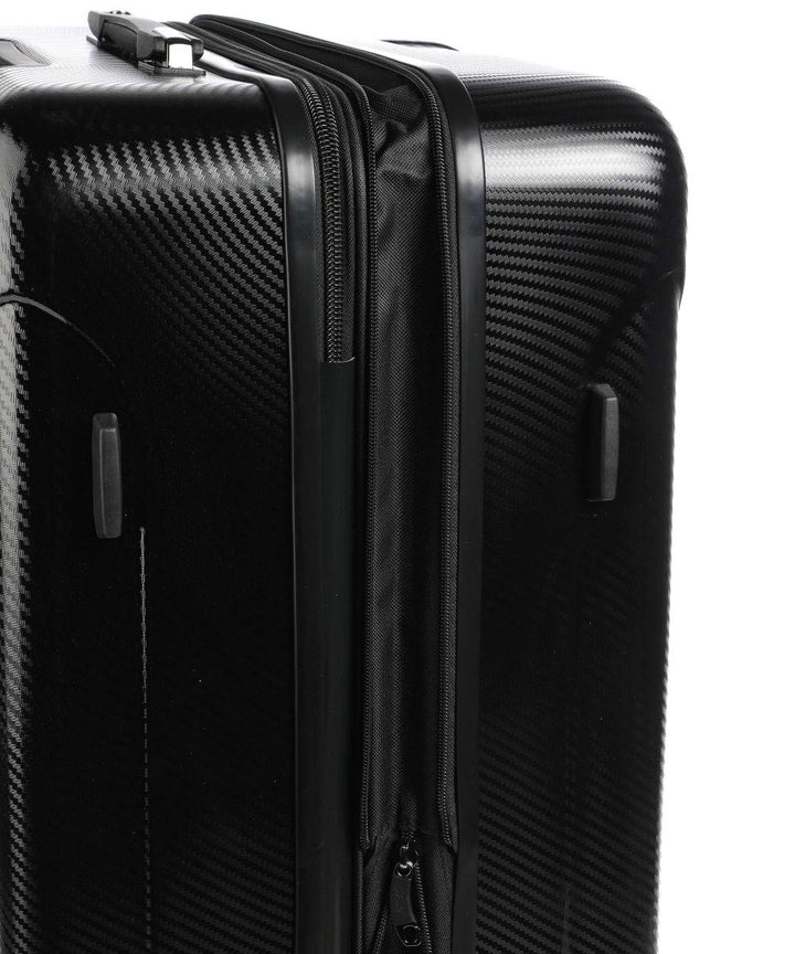 Guess - Black Carbon Fiber Pattern Hardcase Spinner Luggage - جيس - حقيبة سفر جيس صلبة دوارة بنمط ألياف الكربون الأسود