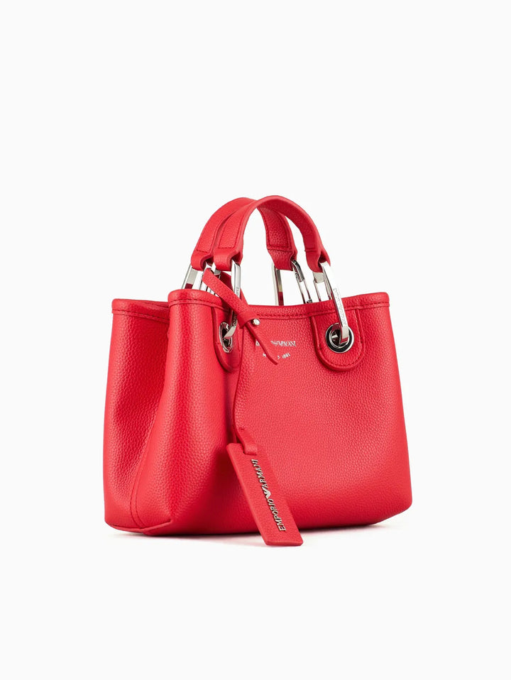Emporio Armani Small MyEA shopper red bag with deer print - إمبوريو أرماني حقيبة تسوق MyEA صغيرة حمراء بطبعة الغزال