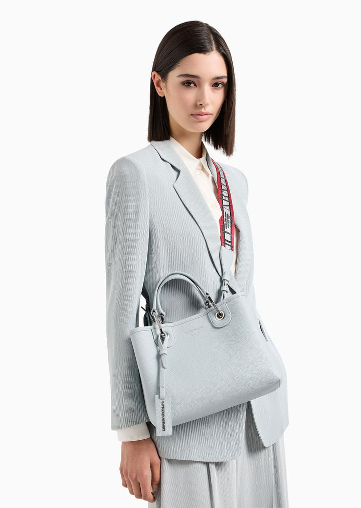 Emporio Armani - Small MyEA shopper bag with deer print in Grey - إمبوريو أرماني - حقيبة تسوق ماي إي إيه صغيرة بطبعة الغزال باللون الرمادي
