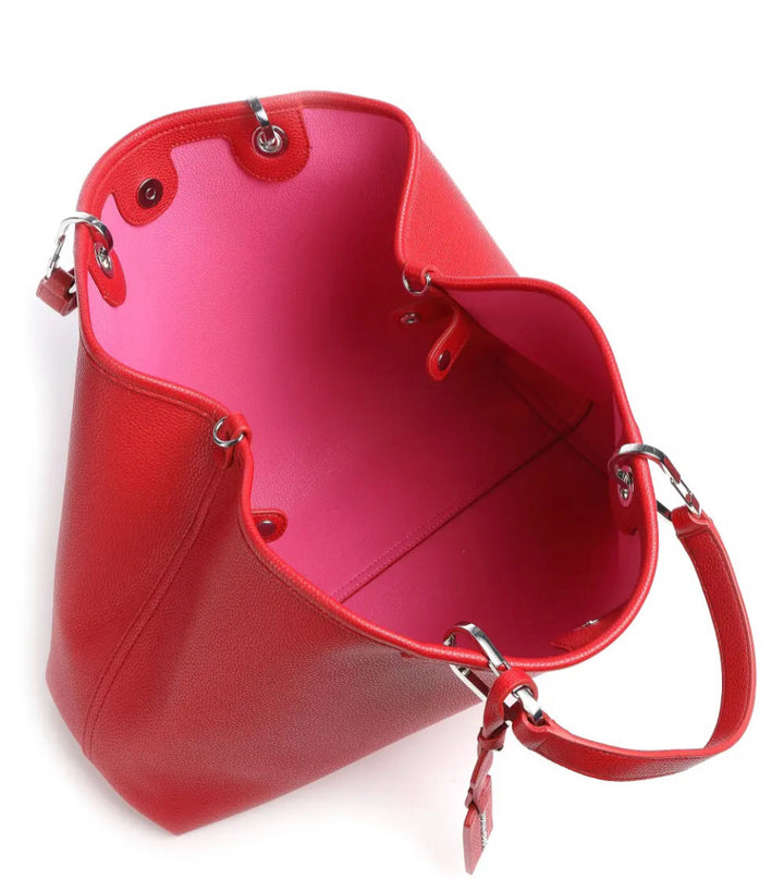 Emporio Armani: Red Textured Tote and Wristlet Set - إمبوريو أرماني: طقم حقيبة يد كبيرة (Tote) حمراء ومحفظة معصم