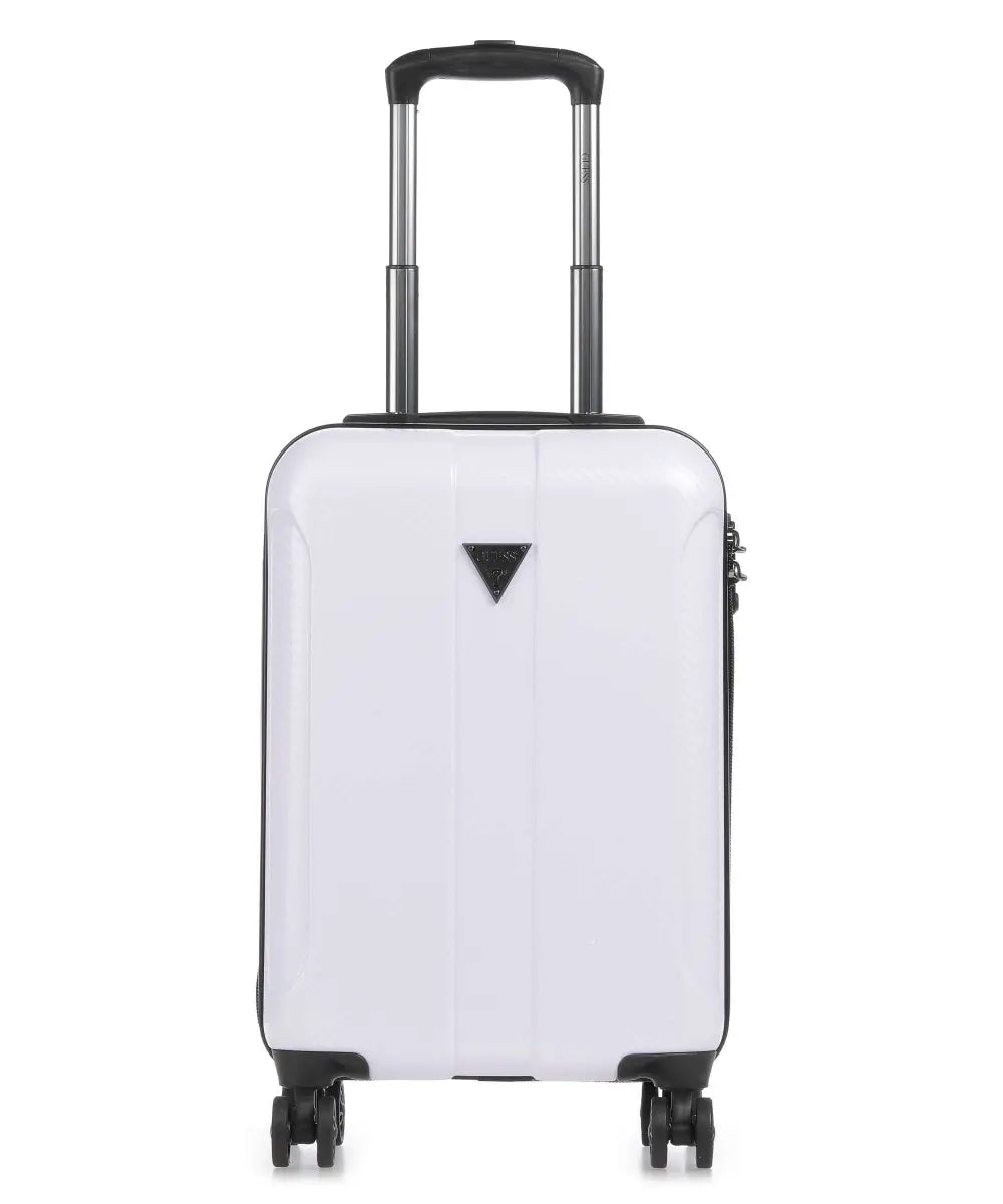 GUESS - Wilder 20-Inch 4-Wheel Hardside Spinner White Suitcase - جيس - حقيبة سفر وايلدر صلبة بعجلات دوارة مقاس 20 بوصة باللون الأبيض