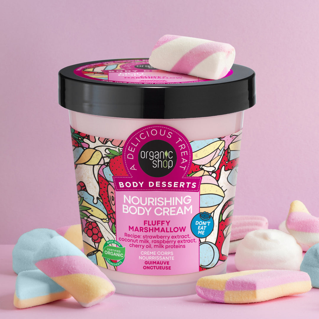 Organic Shop Body Desserts كريم الجسم المغذي بنكهة المارشميلو